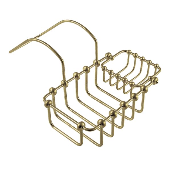 7Inch Swivel Soap and Sponge Holder, Brushed Brass